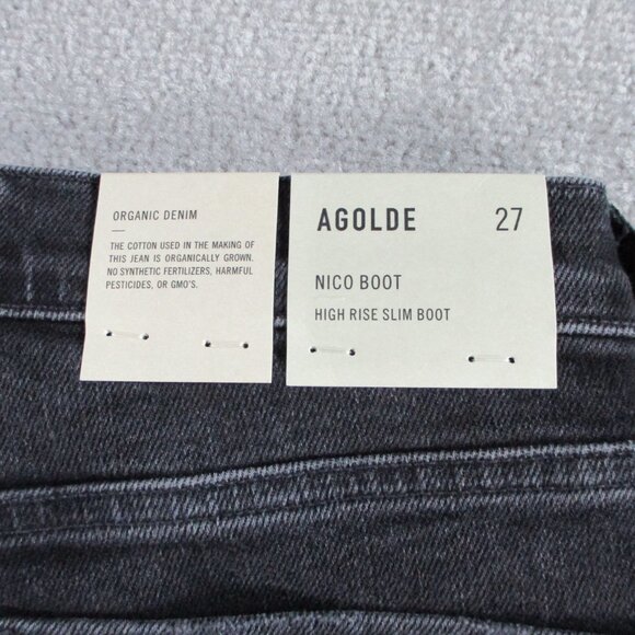 Agolde Jeans Womens 27 Black Denim Nico High Rise Slim Boot Hotline NWT $218 - Picture 14 of 15